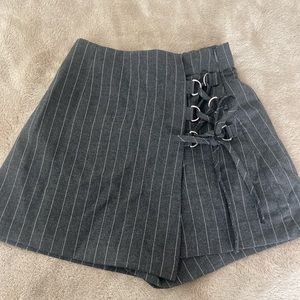 Bershka High Waisted pinstripe skort with Slit